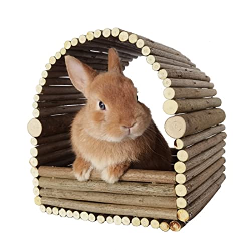 Großes Kaninchennest aus Holz, Hasenhaus und Verstecke, Kleintier-Spielhütte für den Innenbereich, für Erwachsene, Kaninchen, Meerschweinchen, Chinchilla, Lebensraum (Bogen) von Barn Eleven