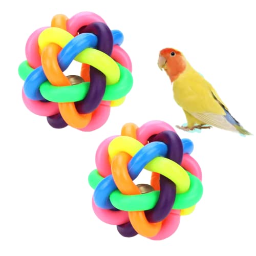 Papageien-Ball für Papageien und Vögel, bunt, für Papageien und Vögel, Gummiball für Vögel, Zähneknirschen, Kauball, Schnabel, Jingle Mynah Wellensittich, klein, 2 Stück Papageien-Ball für Papageien und Vögel, bunt, für Papageien und Vögel, Gummiball für Vögel, Zähneknirschen, Kauball, Schnabel, Jingle Mynah Wellensittich, klein, 2 Stück von Barn Eleven
