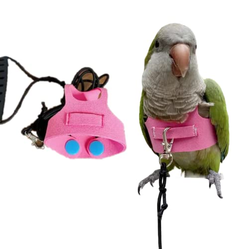 Vogelfluggeschirrweste, Papageien-Fluganzug mit Leine für Sittiche, Nymphensittiche, Wellensittiche, Vogelfliegende Kleidung mit Seil und Griff für Aktivitäten im Freien, Training (M, Rosa) von Barn Eleven