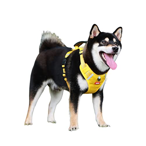 BaronHong Hundegeschirr ohne Zug, Reflektierende Hundeweste ohne Choke, verstellbarAtmungsaktives Haustiergeschirr Easy Control PVC-Griff für Mittelgroße (Gelb, XL) von BaronHong