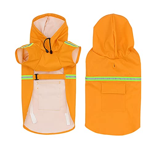 BaronHong Regenmantel für Hunde, verstellbar, wasserdicht, leicht, Regenjacke, Poncho, Hoodies mit reflektierendem Streifen, für kleine bis 5 x große (Orange, L) von BaronHong