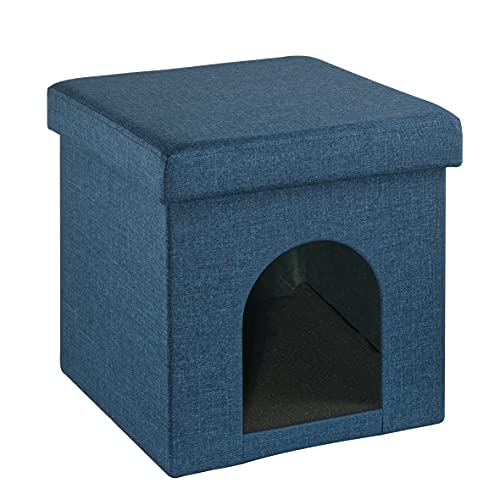 Baroni Home Hundebett, Katzenbett, faltbar, für Hunde und Katzen, Farbe: Blau, Maße: 38 x 38 x 38 cm von Baroni Home