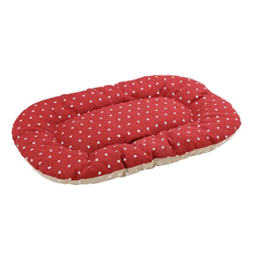 Baroni Home Hundekissen für große, mittelgroße Hunde oder Katzen, Hundebett gepolstert Hundematte, 62x100x9 cm - Doubleface, rot und weiße Herzen, XL von Baroni Home