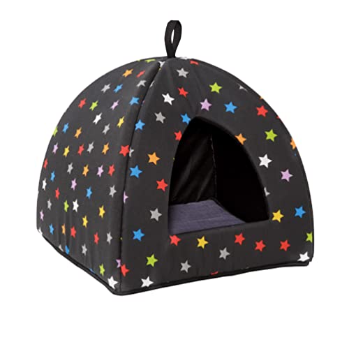 Baroni Home Katzenhöhle, Schlafplatz für Katzen oder kleine Hunde, gepolstert Innerkissen, waschbar, 40x40x36 - farbige Sterne von Baroni Home