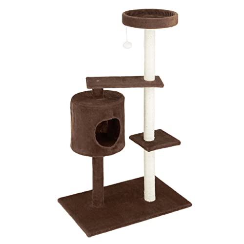 Baroni Home Kratzbaum für Katzen, Kratzbaum für Katzen und Kätzchen, 3-stufiger Kratzbaum mit Ball und zylindrischem Zwinger, 61x40x122 cm, Braun Baroni Home Kratzbaum für Katzen, Kratzbaum für Katzen und Kätzchen, 3-stufiger Kratzbaum mit Ball und zylindrischem Zwinger, 61x40x122 cm, Braun von Baroni Home