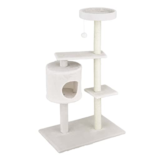 Baroni Home Kratzbaum für Katzen, Kratzbaum für Katzen und Kätzchen, 3-stufiger Kratzbaum mit Ball und zylindrischem Zwinger, 61x40x122 cm, Creme Baroni Home Kratzbaum für Katzen, Kratzbaum für Katzen und Kätzchen, 3-stufiger Kratzbaum mit Ball und zylindrischem Zwinger, 61x40x122 cm, Creme von Baroni Home