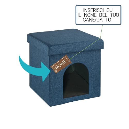 Baroni Home Personalisierbares Hundebett für Hunde und Katzen, Maße: 38 x 38 x 38 cm, Blau von Baroni Home