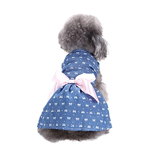 Barrageon Hunde Kleid Süß Prinzessin Bowknot Haustier Rock Kleidung Welpe Katze Für Kleine Hundekatze Mittelgroße Sommerkleidung (Blau-M) von Barrageon