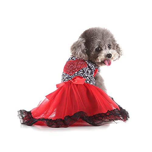 Barrageon Hunde Kleid Süß Prinzessin Bowknot Haustier Rock Kleidung Welpe Katze Für Kleine Hundekatze Mittelgroße Sommerkleidung (Rot-L) von Barrageon