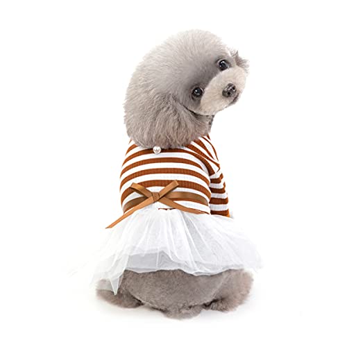 Barrageon Hunde Kleid Süß Prinzessin Rock Kleidung Katze Welpe Für Kleine Mittelgroße Bowknot Haustier Sommerkleidung Hundekatze (Braun-XL) von Barrageon