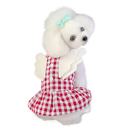 Barrageon Hunde Kleid Süß Prinzessin Rock Kleidung Katze Welpe Für Kleine Mittelgroße Bowknot Sommerkleidung Hundekatze Haustier (Gitter- Rot-M) von Barrageon