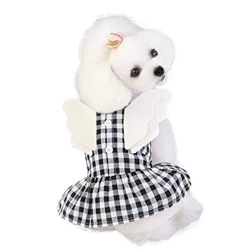 Barrageon Hunde Kleid Süß Prinzessin Rock Kleidung Katze Welpe Für Kleine Mittelgroße Bowknot Sommerkleidung Hundekatze Haustier (Gitter- Schwarz-XL) von Barrageon