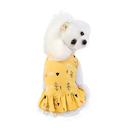 Barrageon Hunde Kleid Süß Prinzessin Rock Kleidung Welpe Katze Für Kleine Haustier Mittelgroße Sommerkleidung Bowknot Hundekatze (Gelb-2XL) von Barrageon