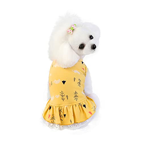 Barrageon Hunde Kleid Süß Prinzessin Rock Kleidung Welpe Katze Für Kleine Haustier Mittelgroße Sommerkleidung Bowknot Hundekatze (Gelb-S) von Barrageon