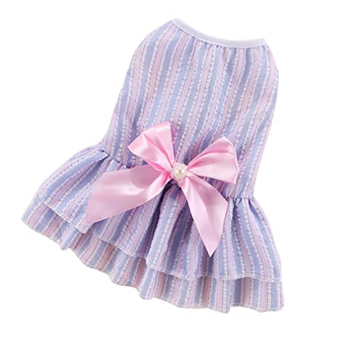 Barrageon Hunde Kleid Süß Prinzessin Rock Kleidung Welpe Katze Für Kleine Haustier Mittelgroße Sommerkleidung Bowknot Hundekatze (Rosa Blau-XS) von Barrageon