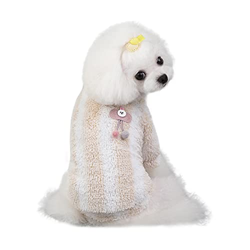 Barrageon Pet Winter Pajamas Dog Puppy Coats Flannel Jumpsuit Warm Small Cute Hoodies Jacket Soft (Apricot-L) von Barrageon