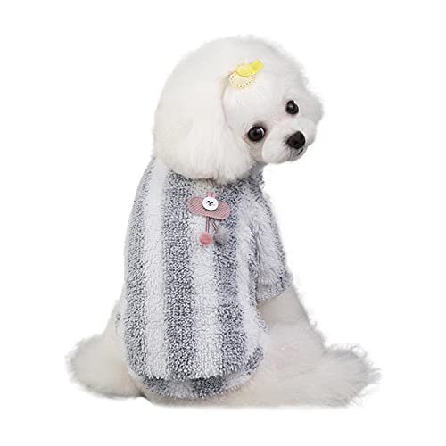 Barrageon Pet Winter Pajamas Dog Puppy Coats Flannel Jumpsuit Warm Small Cute Hoodies Jacket Soft (Gray-M) von Barrageon