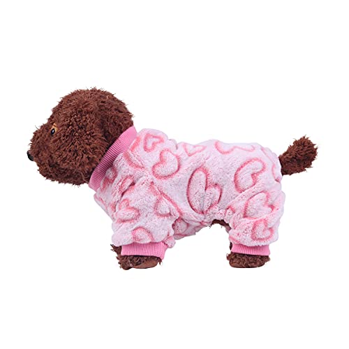 Barrageon Pet Winter Pajamas Dog Puppy Coats Flannel Warm Hoodies Jumpsuit Jacket Soft Small Cute (Pink-XL) von Barrageon