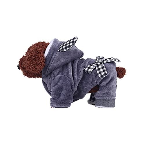Barrageon Pet Winter Pajamas Soft Small Cute Dog Puppy Coats Flannel Warm Hoodies Jumpsuit Jacket (Gray-M) von Barrageon