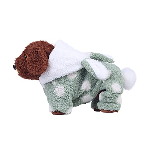 Barrageon Pet Winter Pajamas Soft Small Cute Dog Puppy Coats Flannel Warm Hoodies Jumpsuit Jacket (Green-2XL) von Barrageon
