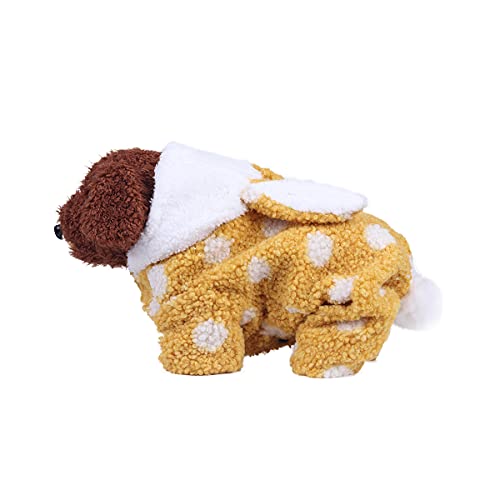 Barrageon Pet Winter Pajamas Soft Small Cute Dog Puppy Coats Flannel Warm Hoodies Jumpsuit Jacket (Yellow-2XL) von Barrageon
