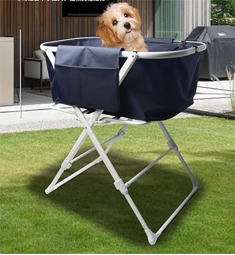 Bartuke Hundebadewanne, erhöhtes Katzen-/Hundebad, Faltbare tragbare Haustierbadewanne mit Ständer und Duschwaschtisch für kleine bis mittelgroße Hunde und Katzen, drinnen und draußen, blau von Bartuke