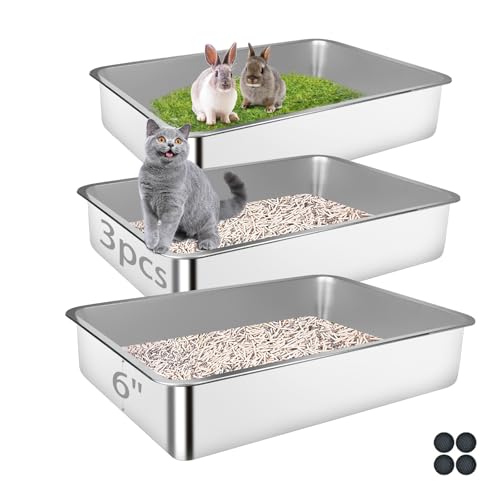 Bartuke Edelstahl Katzenklo, 3 Stück 70 x 50 x 15 cm Metall High Sided Katzentoilette, Extra Große Edelstahl Box Auslaufsicher und Leicht zu Reinigen Bartuke Edelstahl Katzenklo, 3 Stück 70 x 50 x 15 cm Metall High Sided Katzentoilette, Extra Große Edelstahl Box Auslaufsicher und Leicht zu Reinigen von Bartuke