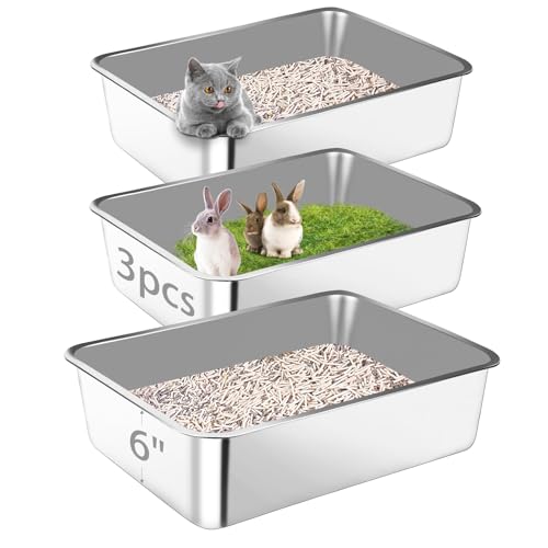 Bartuke Edelstahl Katzenklo, 3 Stück 60 x 40 x 15 cm Metall High Sided Katzentoilette, Extra Große Edelstahl Box Auslaufsicher und Leicht zu Reinigen Bartuke Edelstahl Katzenklo, 3 Stück 60 x 40 x 15 cm Metall High Sided Katzentoilette, Extra Große Edelstahl Box Auslaufsicher und Leicht zu Reinigen von Bartuke