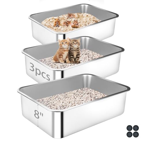 Bartuke Edelstahl Katzenklo, 3 Stück 60 x 40 x 20 cm Metall High Sided Katzentoilette, Extra Große Edelstahl Box Auslaufsicher und Leicht zu Reinigen Bartuke Edelstahl Katzenklo, 3 Stück 60 x 40 x 20 cm Metall High Sided Katzentoilette, Extra Große Edelstahl Box Auslaufsicher und Leicht zu Reinigen von Bartuke