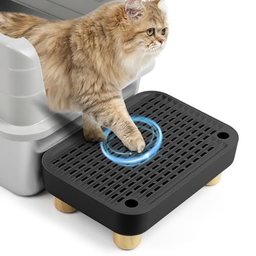 Bartuke Erhöhte Katzenklo-Rampe, Katzentreppe mit Holzfüßen, Katzenstreu-Filterpedal für automatische selbstreinigende Roboter-Katzentoilette, ideal für Kätzchen und ältere Katzen(Schwarz) von Bartuke