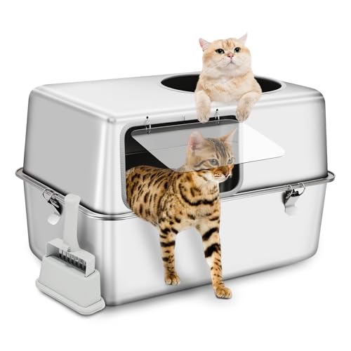 Bartuke Katzenklo Edelstahl, geschlossenes Metall Katzentoilette mit hoher Seite, mit Schaufel, Nicht klebend, Easy Cleaning Bartuke Katzenklo Edelstahl, geschlossenes Metall Katzentoilette mit hoher Seite, mit Schaufel, Nicht klebend, Easy Cleaning von Bartuke