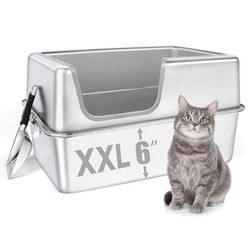 Bartuke Katzenklo Edelstahl XXL, 23.6''Lx15.7''Wx12''H Extra große halb geschlossene, herausnehmbare Metall Katzentoilette mit Hohe Seitenwände, Schaufel, Nicht klebend, einfache Reinigung Bartuke Katzenklo Edelstahl XXL, 23.6''Lx15.7''Wx12''H Extra große halb geschlossene, herausnehmbare Metall Katzentoilette mit Hohe Seitenwände, Schaufel, Nicht klebend, einfache Reinigung von Bartuke