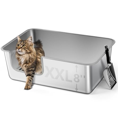 Bartuke Katzenklo Edelstahl XXL, 23.6''Lx15.7''Wx8''H Extra große halb geschlossene, herausnehmbare Metall Katzentoilette mit Hohe Seitenwände, Schaufel, Seitlicher Einstieg, einfache Reinigung Bartuke Katzenklo Edelstahl XXL, 23.6''Lx15.7''Wx8''H Extra große halb geschlossene, herausnehmbare Metall Katzentoilette mit Hohe Seitenwände, Schaufel, Seitlicher Einstieg, einfache Reinigung von Bartuke