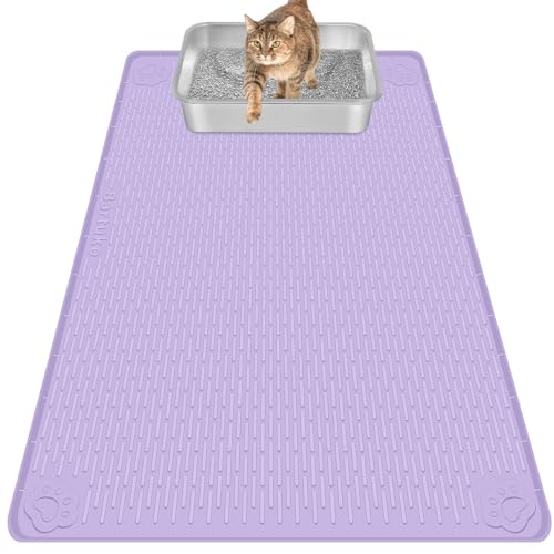 Bartuke Katzenklo Matte, Übergröße Katzenstreumatte 101 x 71cm Silikonmatte zur Streukontrolle, sanft zu Katzenpfoten, leicht zu reinigen (Lila) von Bartuke
