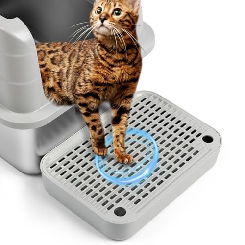 Bartuke Katzentreppe, Katzentoilette Rampenmatte mit Filterfunktion, Katzen Stufen für automatische selbstreinigende Roboter Katzentoilette, Ideal für Kätzchen & ältere Katzen(Hellgrau) von Bartuke