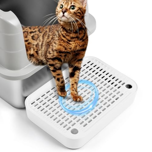 Bartuke Katzentreppe, Katzentoilette Rampenmatte mit Filterfunktion, Katzen Stufen für automatische selbstreinigende Roboter Katzentoilette, Ideal für Kätzchen & ältere Katzen(Weiß) von Bartuke