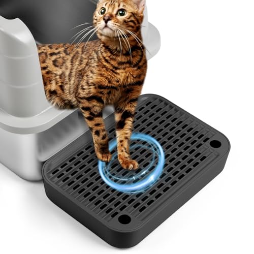 Bartuke Katzentreppe, Katzentoilette Rampenmatte mit Filterfunktion, Katzentoilette Stufen für automatische selbstreinigende Roboter Katzentoilette, Ideal für Kätzchen & ältere Katzen(Schwarz) von Bartuke
