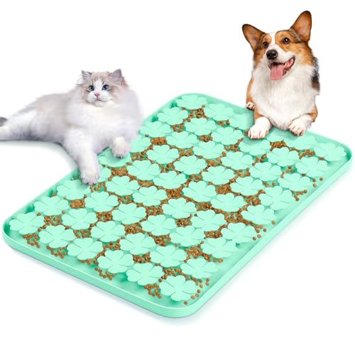 Bartuke Silikon Schleckmatte, interaktive Schnüffelmatte für Hund/Katze, fördert die natürliche Futtersuche, Geruchstraining und langsames Fressen, Stressabbau (grün) von Bartuke