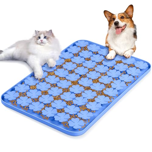 Bartuke Silikon Schleckmatte, interaktive Schnüffelmatte für Hund/Katze, fördert die natürliche Futtersuche, Geruchstraining und langsames Fressen, Stressabbau (blau) von Bartuke
