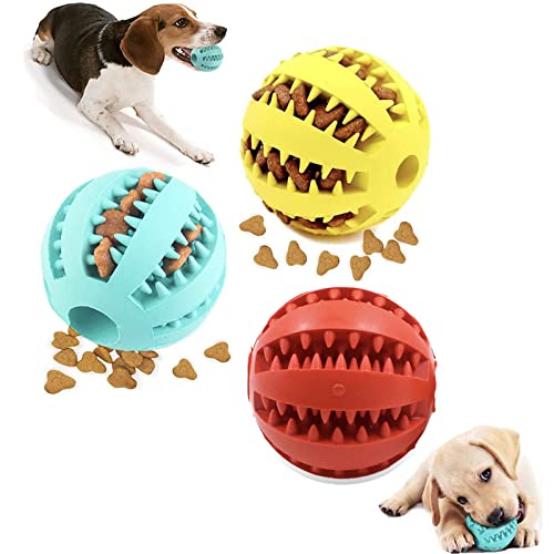 Hundeball Unzerstörbar, 2 Stück Hundeball, Hundespielzeug Ball，kauspielzeug Für Welpen Naturkautschuk Hund Feeder Ball, Naturkautschuk Welpenspielzeug Für Kleine Hunde (5cm) von Basetousual