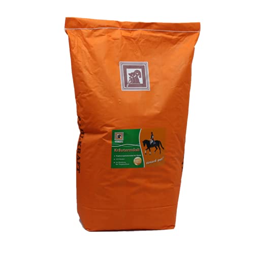 Kräutermüsli - Ergänzungsfuttermittel für Sportpferde Zuchtpferde Pferde 20 kg Tierfutter Kräuter von Basu