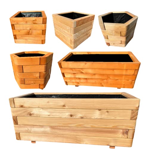 BaustoffhandelShop Blumenkasten aus sibirische Lärche Kräuterbeet Pflanzkasten Blumenkübel Pflanztrog Massive Ausführung (L90xB40xH35cm Lärche/Natur, rechteckig) von BaustoffhandelShop