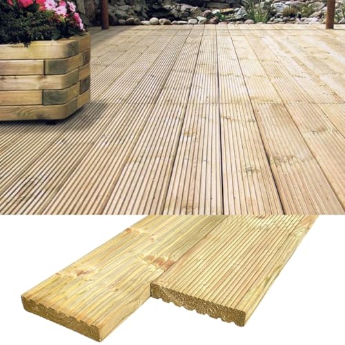 BaustoffhandelShop Terrassendiele Bodendiele FICHTE KDI Terrassenholz Holzdiele Unterkonstruktion kesseldruckimprägniert (Bodendiele Fichte KDI, 2,7 x 14,6 x 200cm) von BaustoffhandelShop