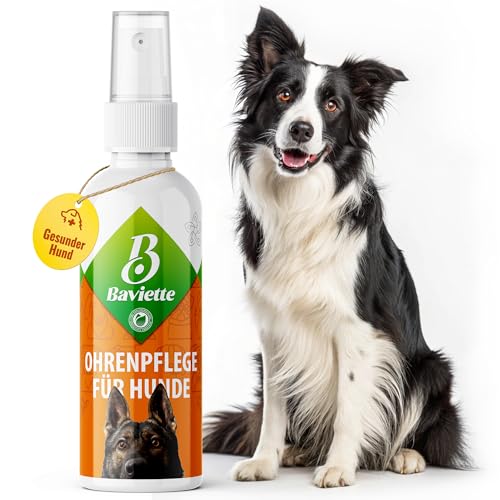 Baviette Hundepflege: 100ml Sanfter & natürlicher Ohrenreiniger – Mildes Spray zur Reinigung des äußeren Ohrbereichs, geruchlos & alkoholfrei von Baviette