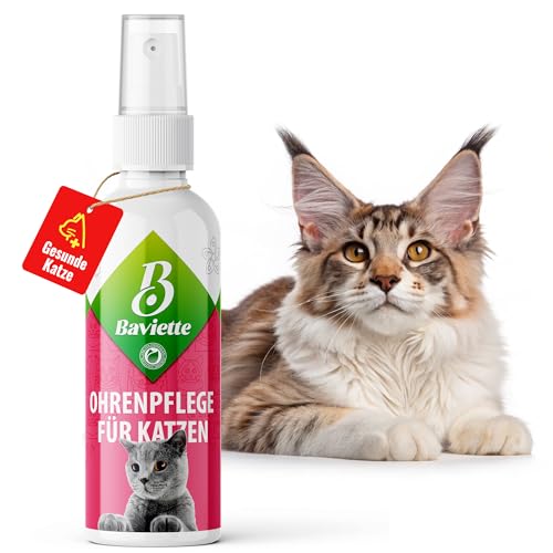 Baviette Katzenpflege: 100ml Sanfte & natürliche Ohrenpflege – Probiotisches Spray zur Reinigung des äußeren Ohrbereichs, geruchlos & ohne Alkohol, für gesunde Katzenohren von Baviette
