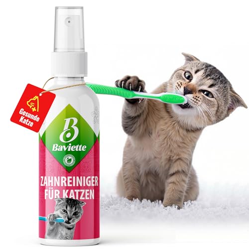 Baviette Katzenpflege-Set: Augen- und Ohrenpflege, Wundreinigung, Zahnreiniger & Geruchsneutralisierer gegen Katzenurin Spray (Mundpflege) von Baviette