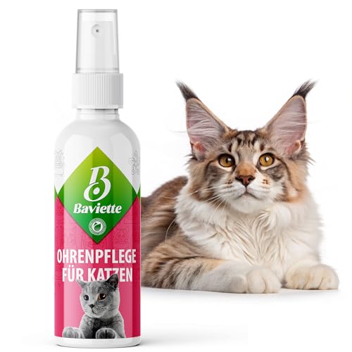 Baviette Katzenpflege: 100ml Sanfte & natürliche Ohrenpflege – Probiotisches Spray zur Reinigung des äußeren Ohrbereichs, geruchlos & ohne Alkohol, für gesunde Katzenohren von Baviette