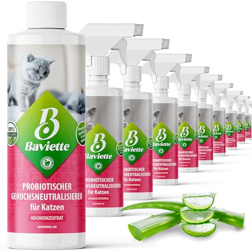 Baviette Porentiefer Geruchsneutralisierer gegen Katzenurin, Ammoniak, Katzentoiletten, wie Markierverhalten, Geruchskiller gegen Uringerüche und Erbrochenes, Möbel, Teppiche, Auto (Konzentrat 500ml) von Baviette