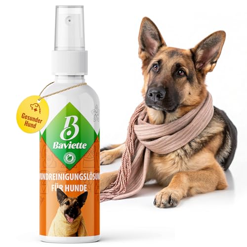 Baviette Premiumqualität Hundepflege Set-Box, Augenpflege, Ohrenpflege, Mundpflege-Zahnreiniger, Wundreiniger, Hundeshampoo, Fellpflege Spray, gegen Hunde-Urin (Wundreiniger 100ml) von Baviette