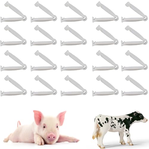 Kunststoff Schwein Nabelschnurklemme,Einweg Nabelschnur Clip,Nabelschnurklemmen,Weiße Nabelschnurklemme,Nabelschnurklemmen für Schweine für Tiere Welpen Kätzchen Kühe Notgeburtsbedarf (20 Stück) von Bavooty